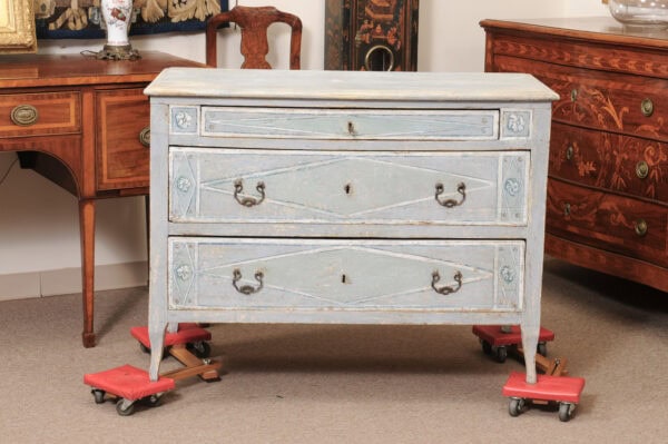 Neoclassical Blue Painted Commode with 3 Drawers, 19th Century Italy - Image 13
