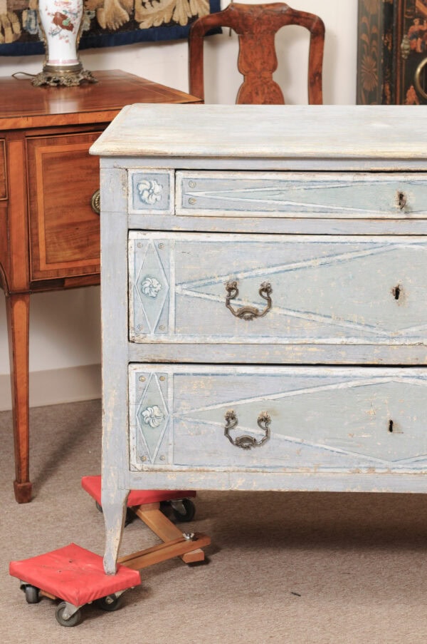 Neoclassical Blue Painted Commode with 3 Drawers, 19th Century Italy - Image 15