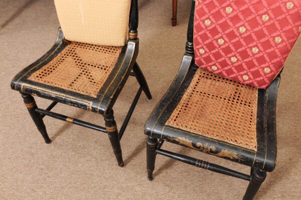 Matched Pair of Baltimore Painted Side Chairs with Cane Seats & Cushions ca. 1830 - Image 14