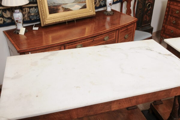 Pair of 19th Century Sicilian Console Tables in Walnut with White Marble Tops and Swan Detail, ca. 1820 - Image 16