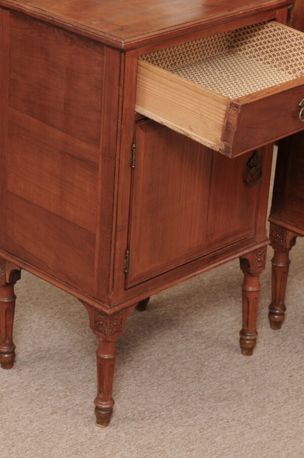 Pair of 19th Century Italian Louis XVI Style Fruitwood Commodini with 1 Door & Drawer - Image 14
