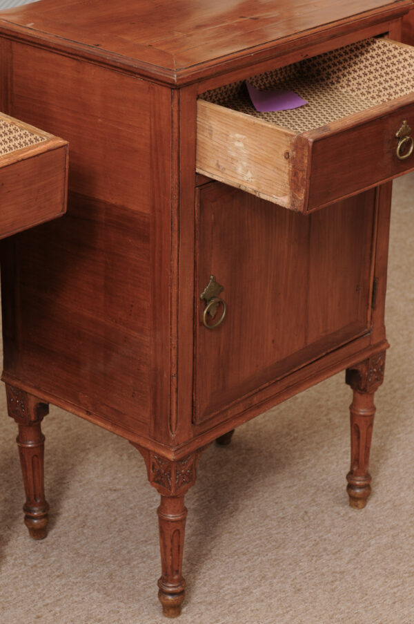 Pair of 19th Century Italian Louis XVI Style Fruitwood Commodini with 1 Door & Drawer - Image 15
