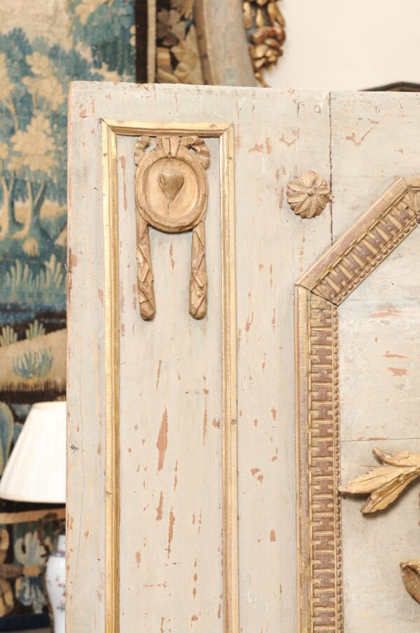 Late 18th Century French Louis XVI Painted & Parcel Gilt Trumeau Mirror - Image 9