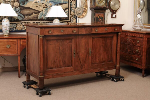 Piedmont Northern Italy Empire Walnut Credenza with Lozenge Detail, 2 Drawers and 2 Cabinet Doors Below - Image 3