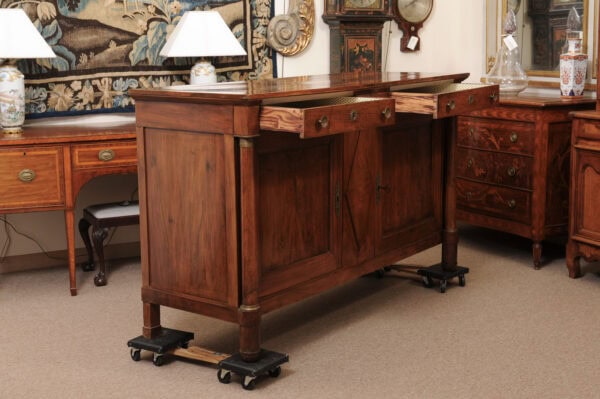 Piedmont Northern Italy Empire Walnut Credenza with Lozenge Detail, 2 Drawers and 2 Cabinet Doors Below - Image 4
