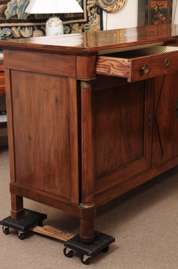 Piedmont Northern Italy Empire Walnut Credenza with Lozenge Detail, 2 Drawers and 2 Cabinet Doors Below - Image 5