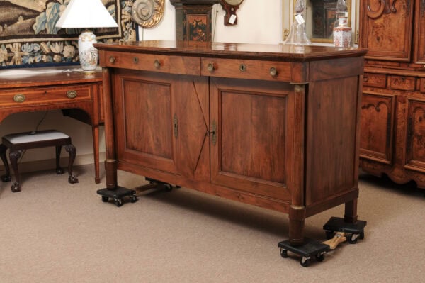 Piedmont Northern Italy Empire Walnut Credenza with Lozenge Detail, 2 Drawers and 2 Cabinet Doors Below - Image 13