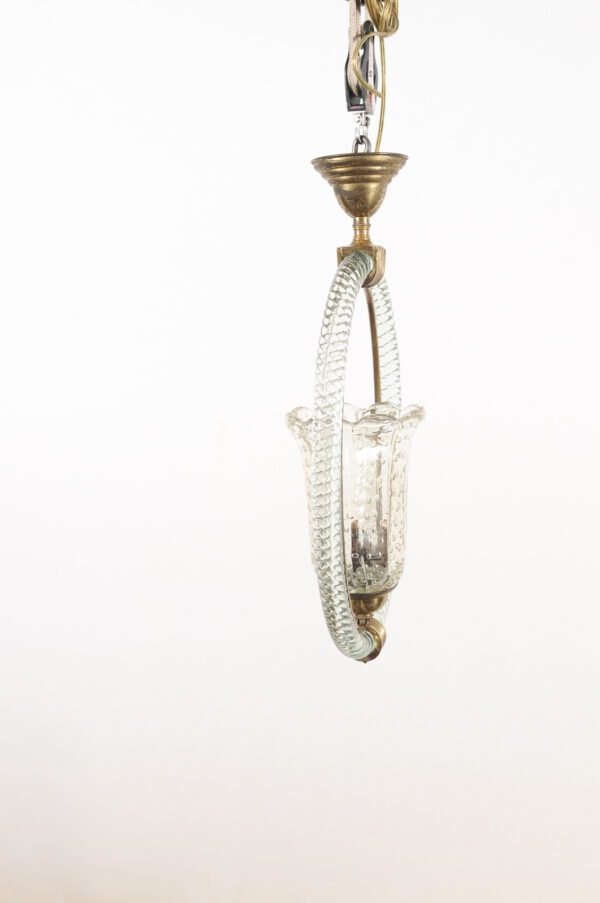 Petite Italian Murano Glass & Brass 1 Light Chandelier, ca. 1960 - Image 13
