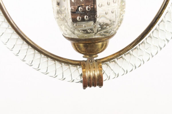 Petite Italian Murano Glass & Brass 1 Light Chandelier, ca. 1960 - Image 16