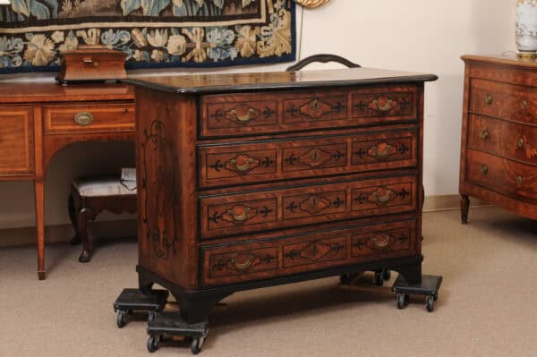 18th Century Italian Walnut Commode with 4 Drawers & Ebonized Detail - Image 3
