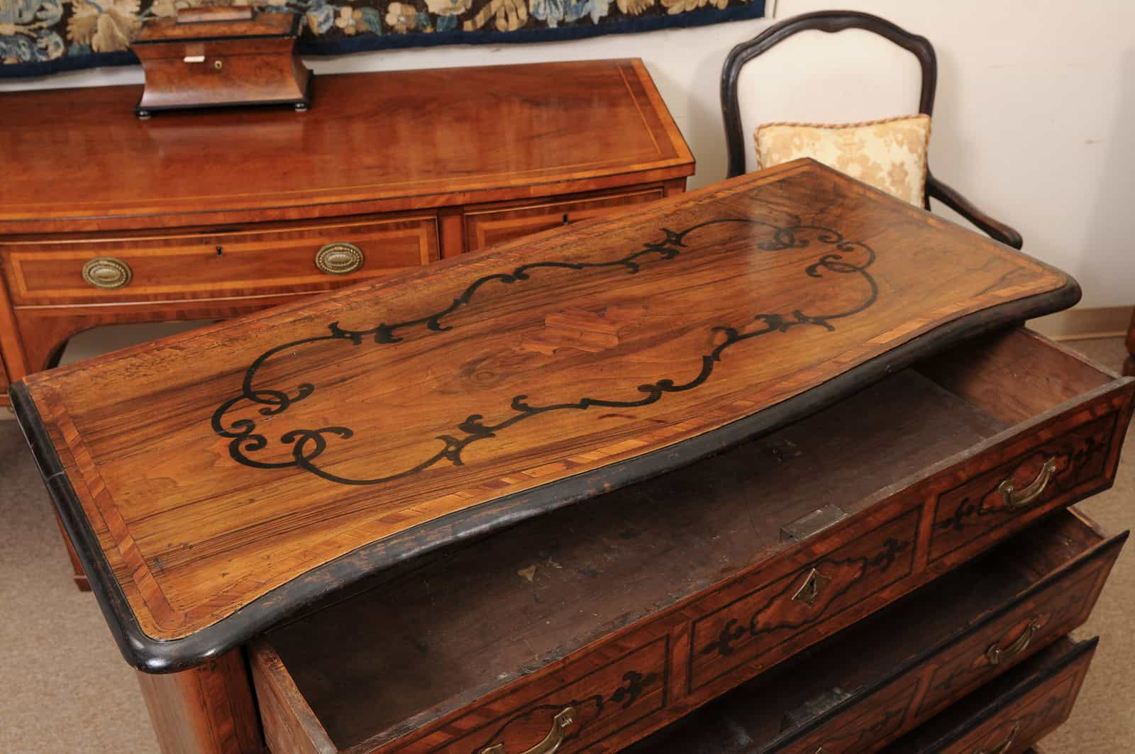 18th Century Italian Walnut Commode with 4 Drawers & Ebonized Detail - Image 6