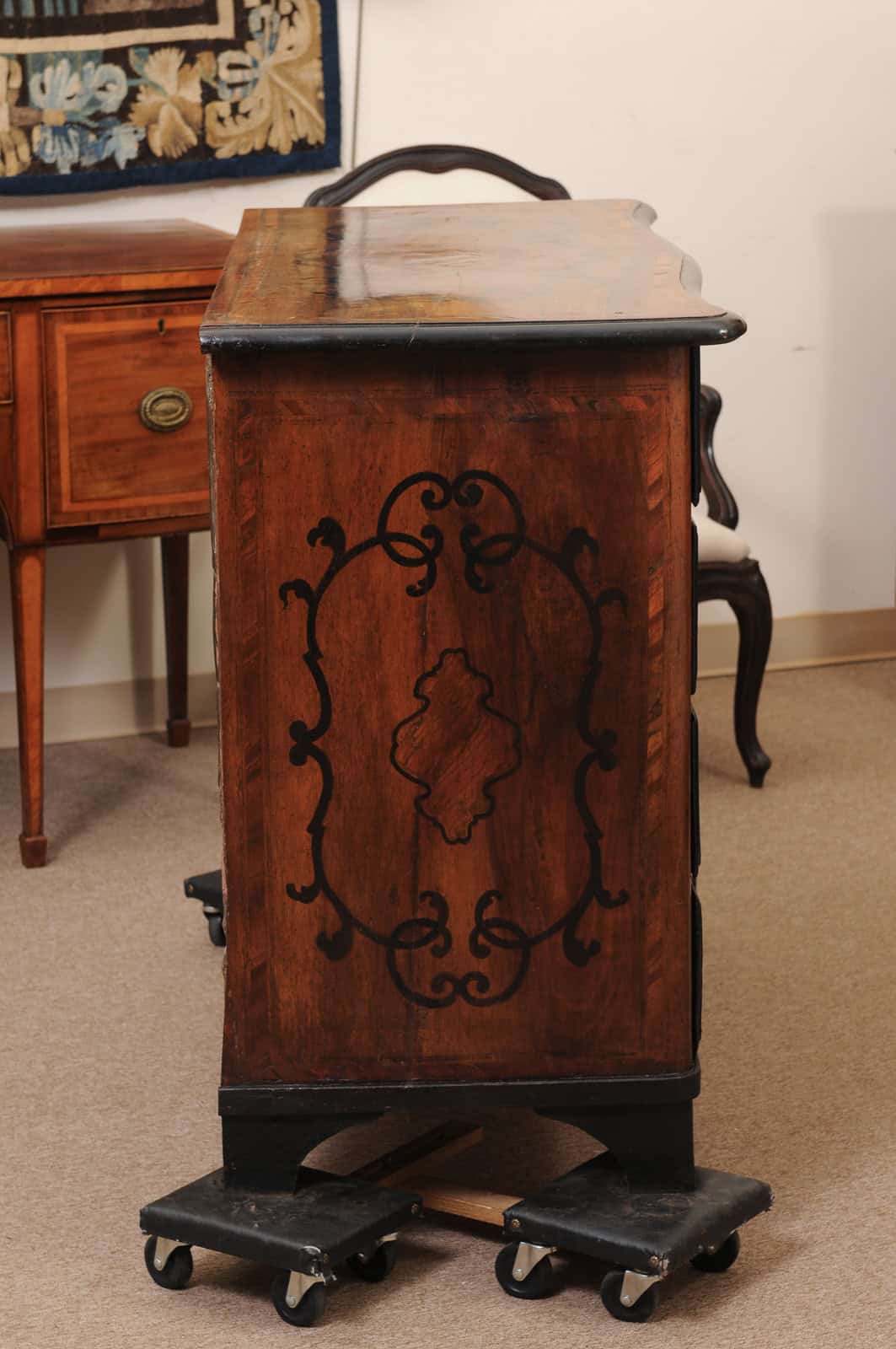 18th Century Italian Walnut Commode with 4 Drawers & Ebonized Detail - Image 7