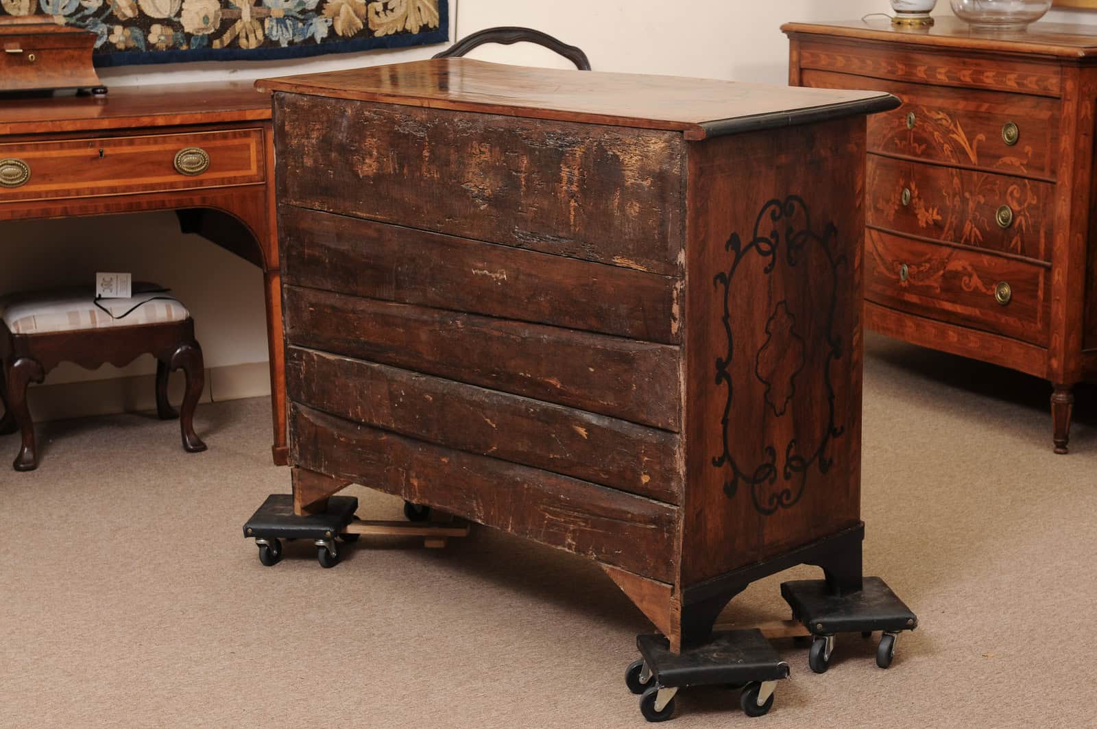 18th Century Italian Walnut Commode with 4 Drawers & Ebonized Detail - Image 8
