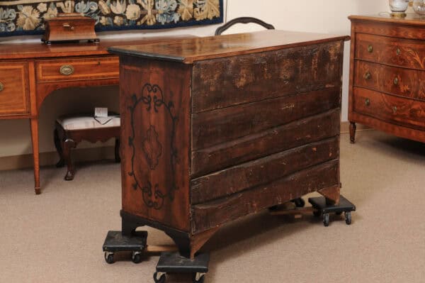 18th Century Italian Walnut Commode with 4 Drawers & Ebonized Detail - Image 10