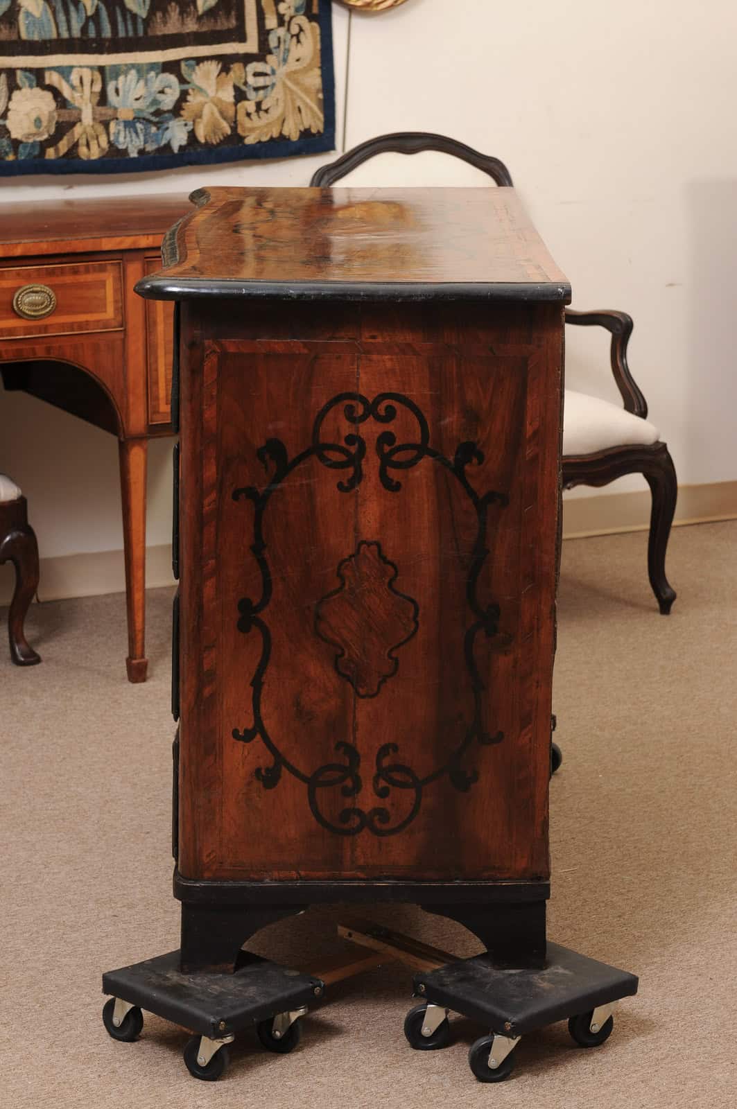 18th Century Italian Walnut Commode with 4 Drawers & Ebonized Detail - Image 11