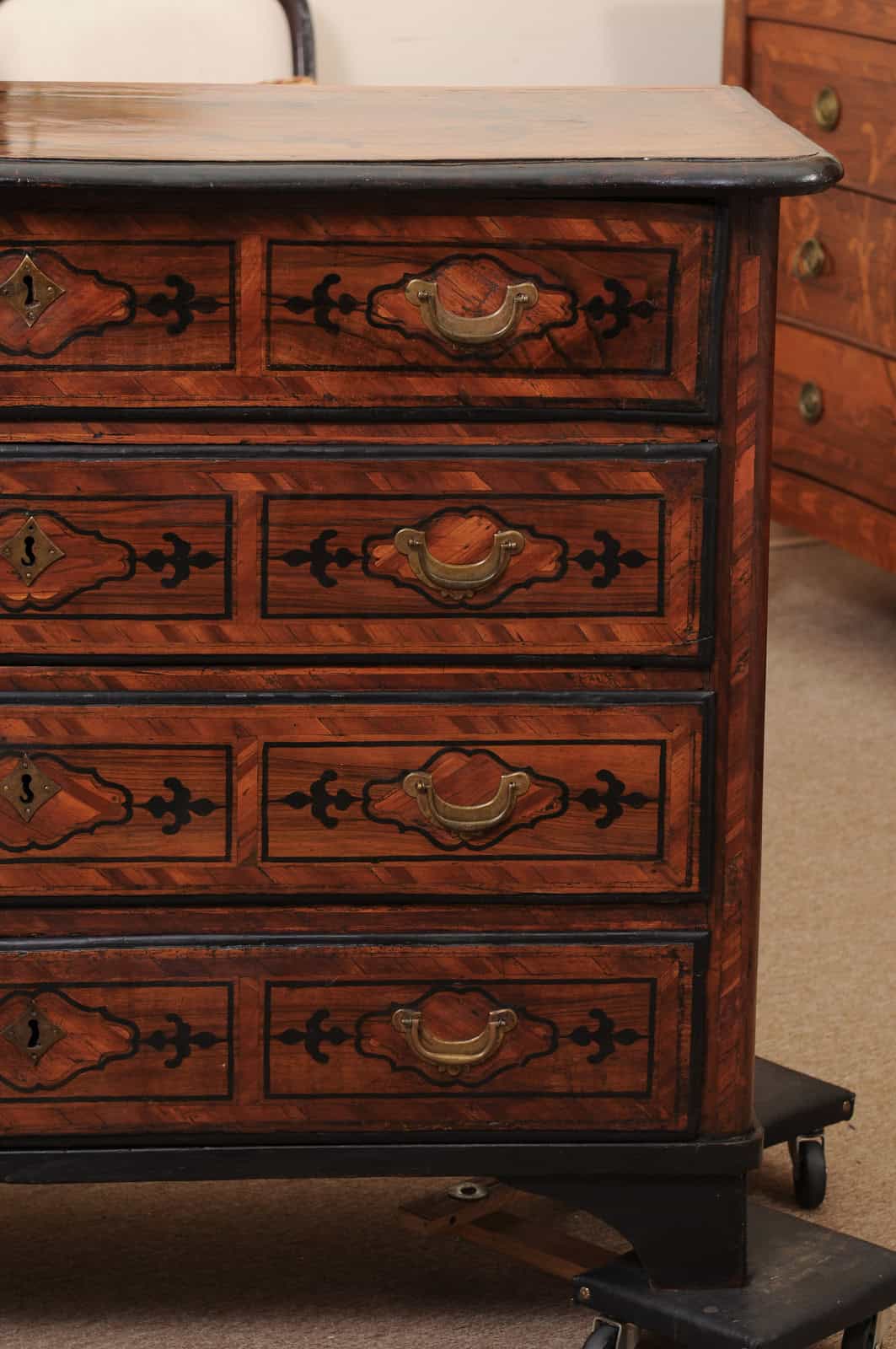 18th Century Italian Walnut Commode with 4 Drawers & Ebonized Detail - Image 14
