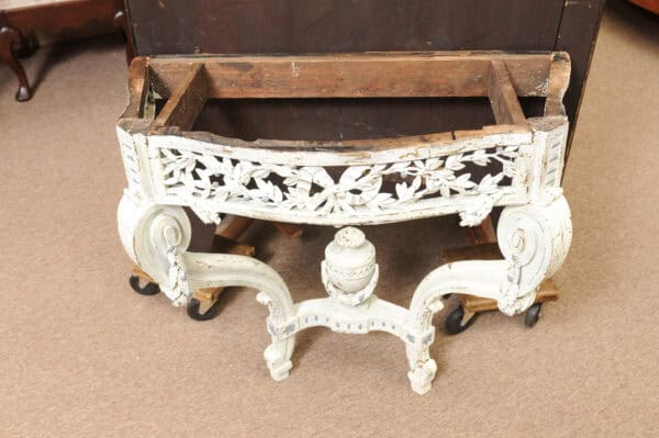 19th Century French Louis Style Green Painted Wall Mounted Console with Marble Top - Image 12