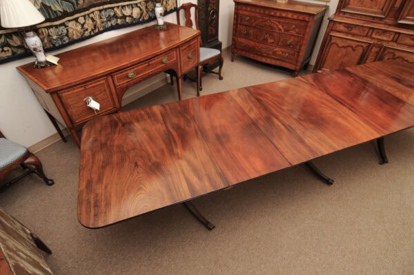 English Late 19th Century Triple Pedestal Extending Dining Table - Image 13