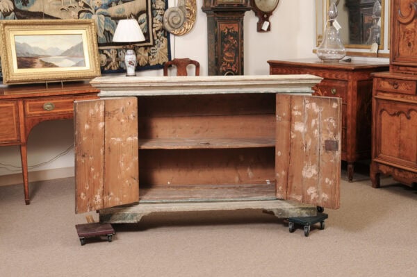 Long 18th Century Italian Painted Credenza with 2 Cabinet Doors & Neoclassical Motifs - Image 14