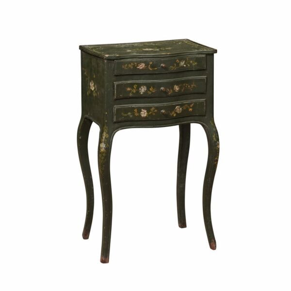Petite Green Painted French Chevet with Floral Decoration, ca. 1890 - Image 2