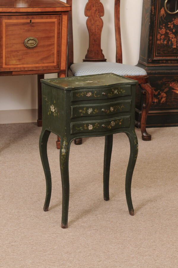 Petite Green Painted French Chevet with Floral Decoration, ca. 1890 - Image 4