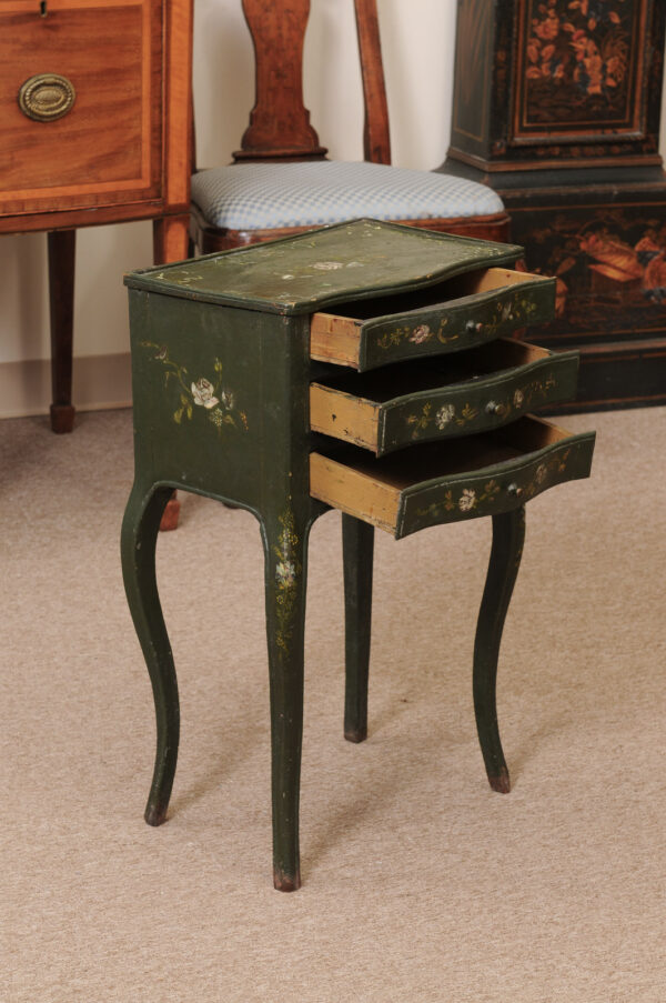 Petite Green Painted French Chevet with Floral Decoration, ca. 1890 - Image 5