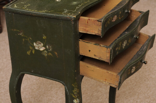Petite Green Painted French Chevet with Floral Decoration, ca. 1890 - Image 6