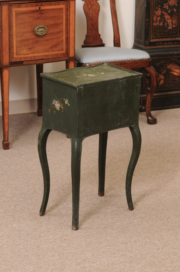 Petite Green Painted French Chevet with Floral Decoration, ca. 1890 - Image 11