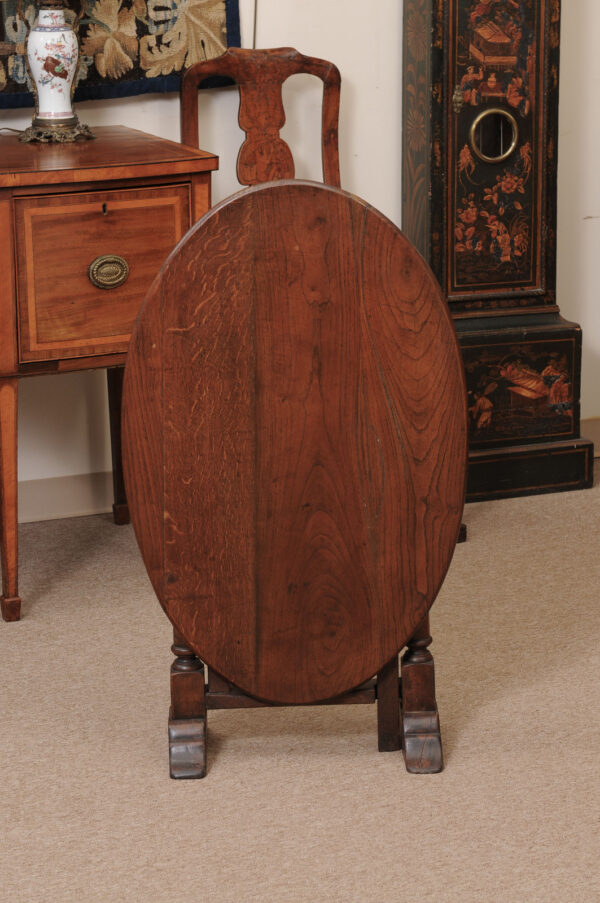 19th Century English Oak Oval Tilt Top Table with Gate Leg - Image 18