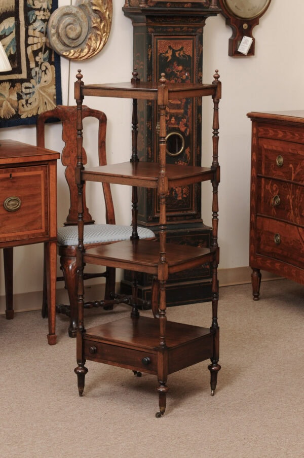 19th Century English Mahogany "What Not" / Etagere with 4 Tiers & Bottom Drawer - Image 14
