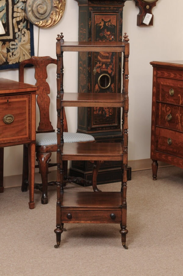 19th Century English Mahogany "What Not" / Etagere with 4 Tiers & Bottom Drawer - Image 15
