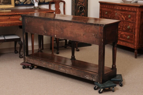 19th Century English Oak Dresser Base / Server with 3 Drawers with Wood Knobs & Plinth Base - Image 9