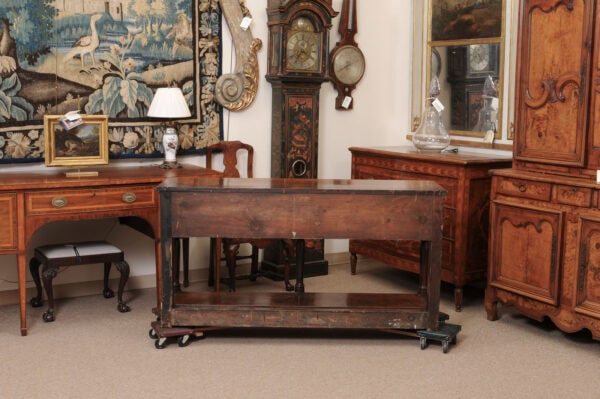 19th Century English Oak Dresser Base / Server with 3 Drawers with Wood Knobs & Plinth Base - Image 10