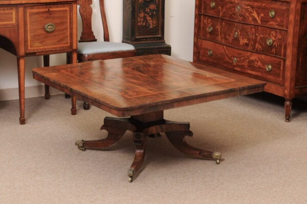 Square 19th Century English Rosewood Coffee Table (cut down from original dining height) - Image 4