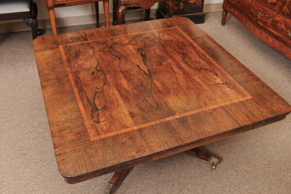 Square 19th Century English Rosewood Coffee Table (cut down from original dining height) - Image 6