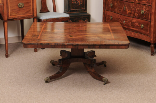 Square 19th Century English Rosewood Coffee Table (cut down from original dining height) - Image 8
