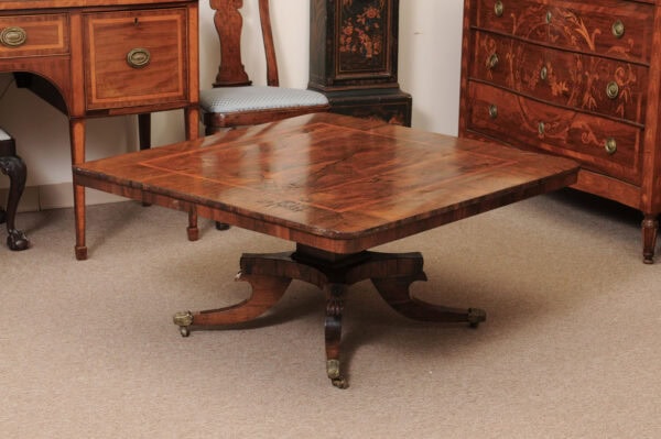 Square 19th Century English Rosewood Coffee Table (cut down from original dining height) - Image 9