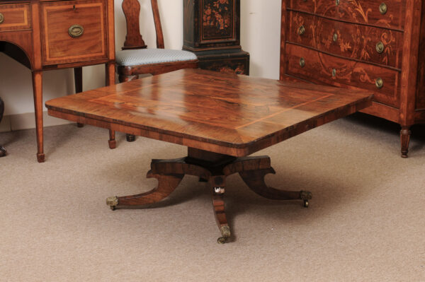 Square 19th Century English Rosewood Coffee Table (cut down from original dining height) - Image 10