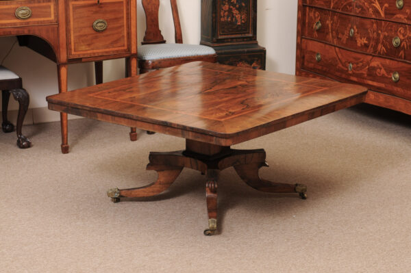 Square 19th Century English Rosewood Coffee Table (cut down from original dining height) - Image 12