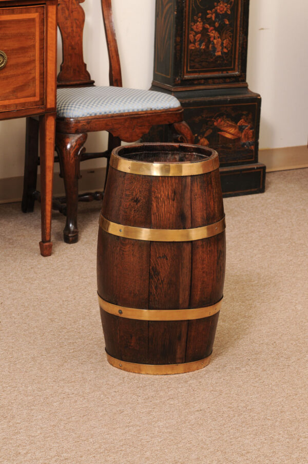 19th Century Oak Barrel with Brass Banding - Image 13