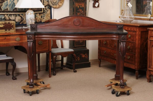 English George IV Mahogany Server / Console Table with Family Crest Detail, Slate Top and Cabriole Legs, Early 19th Century - Image 13