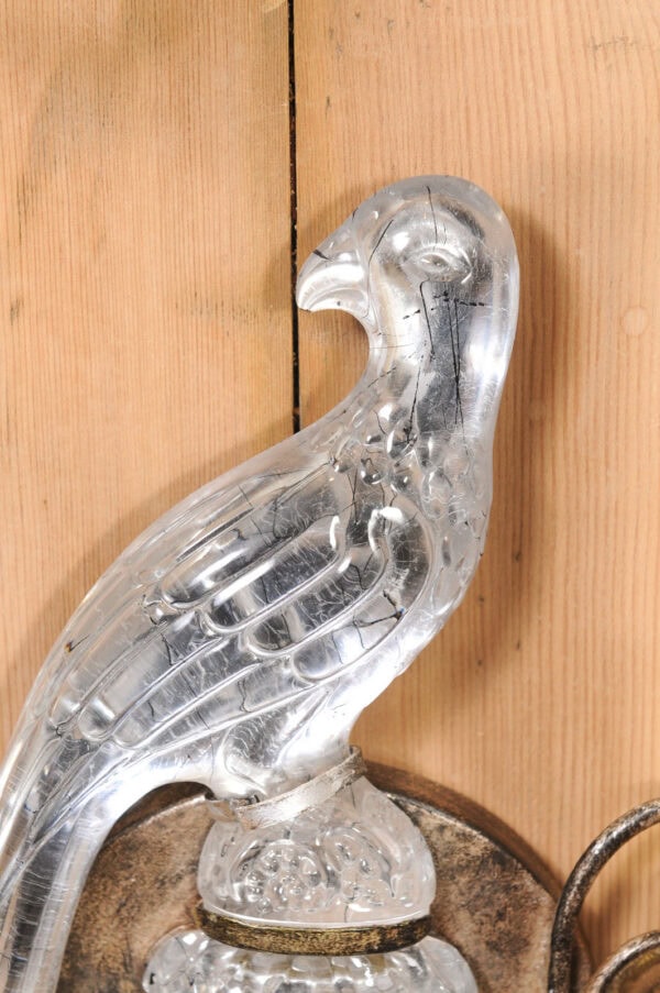 Pair of Crystal & Silver Gilt Tole 1 Light Wall Sconces with Birds, made in Italy - Image 19