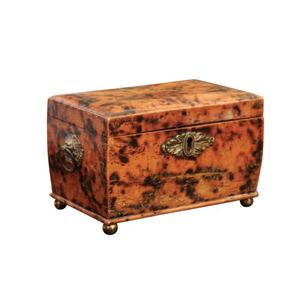 19th Century English Faux Painted Tortoiseshell Tea Caddy - Image 14