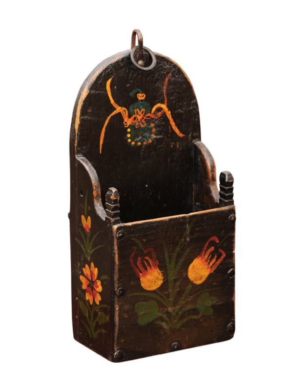 Vintage Polychrome Painted Wood Candlebox , American