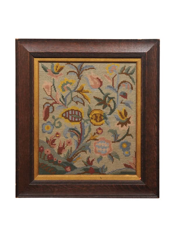 Oak Framed Vintage Needlepoint