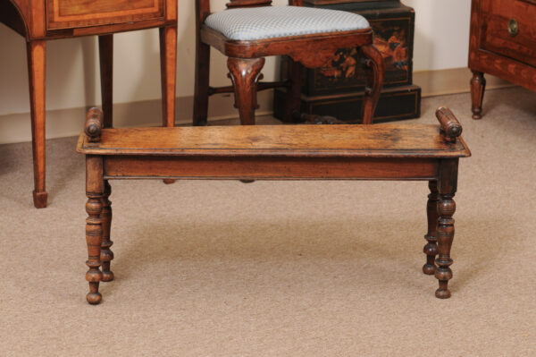 19th Century English Mahogany Hall Bench with Turned Legs & Handles - Image 12