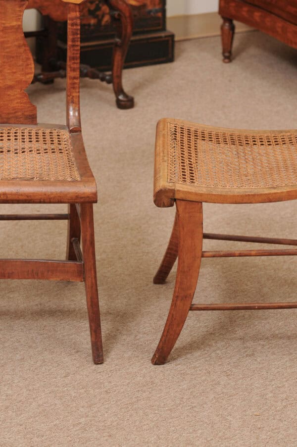 Set of 3 19th Century Federal Style Maple Dining Chairs with Cane Seats - Image 4