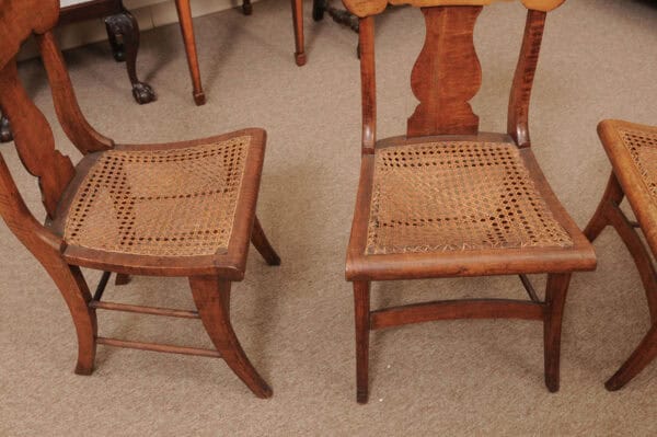 Set of 3 19th Century Federal Style Maple Dining Chairs with Cane Seats - Image 5