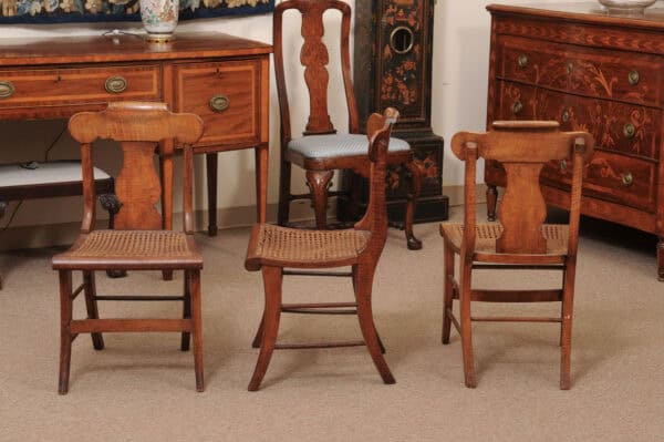 Set of 3 19th Century Federal Style Maple Dining Chairs with Cane Seats - Image 11