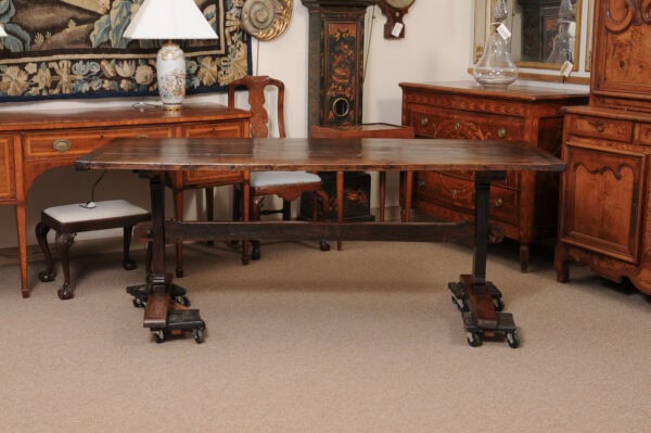 English 19th Century Oak Trestle Dining Table - Image 13